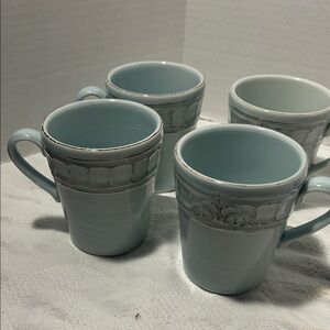 Chic Light Blue Ceramic Mug Set Made in Portugal set of 4
